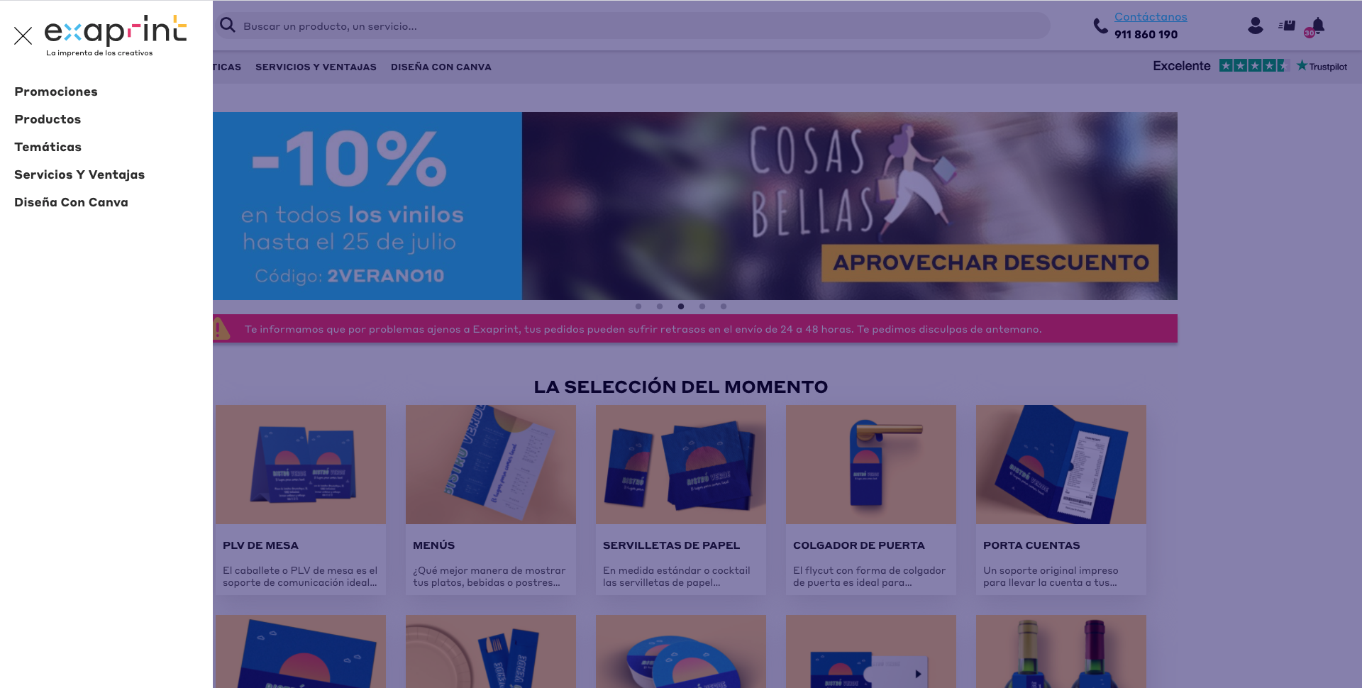 nuevo menú web opciones